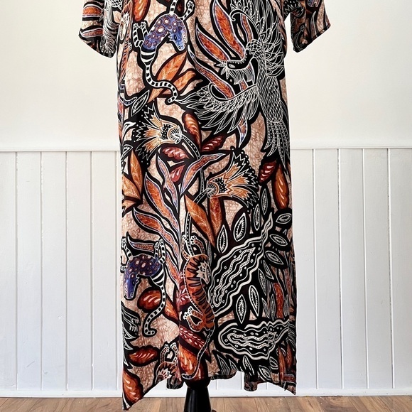 H&M Tribal Print V-Neck Kaftan Dress Size 8 - Picture 3 of 13